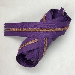 3 Yards - #3 Zipper Coil - Rose Gold with Purple Tape & 8 Pulls