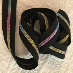 3 Yards - #5 Zipper Coil - Rainbow Coil with Black Tape & 6 Pulls (Pulls not shown in picture)