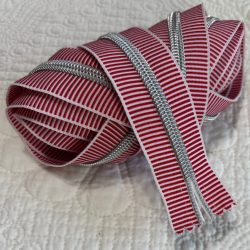 #5 Zipper Coil (3 yards) - Nickel with Red/White Stripe Tape