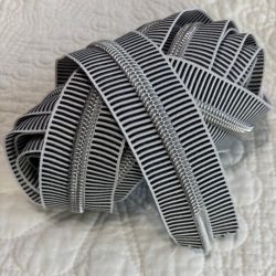 #5 Zipper Coil (3 yards) - Nickel with Black/White Stripe Tape